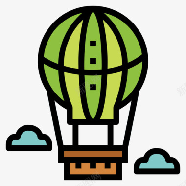 气球热气球旅行者3线性颜色图标图标