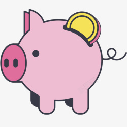 卡通二维猪存钱罐素材