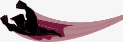 紫红色披肩卡通飞人剪影矢量图素材