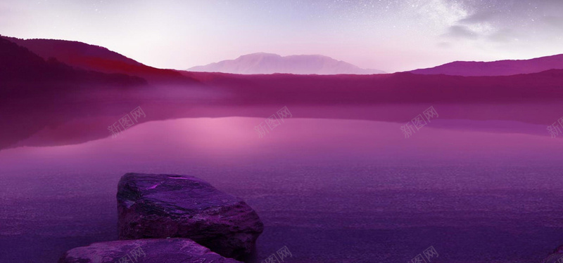 大气紫色山河背景背景