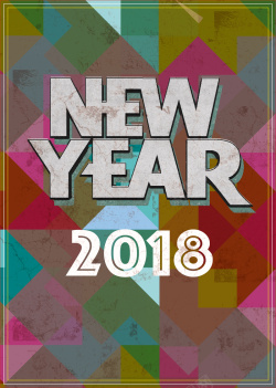 拼图20182018狗年复古几何新年店招拼图海报高清图片