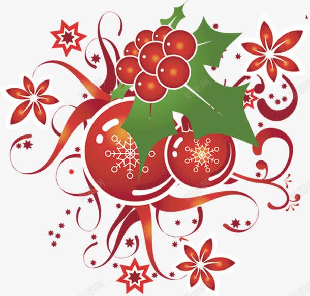 手绘红色圣诞节装饰植物png免抠素材_88icon https://88icon.com 圣诞节 植物 红色 装饰