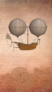卡通热气球古老卷轴纹理h5背景背景