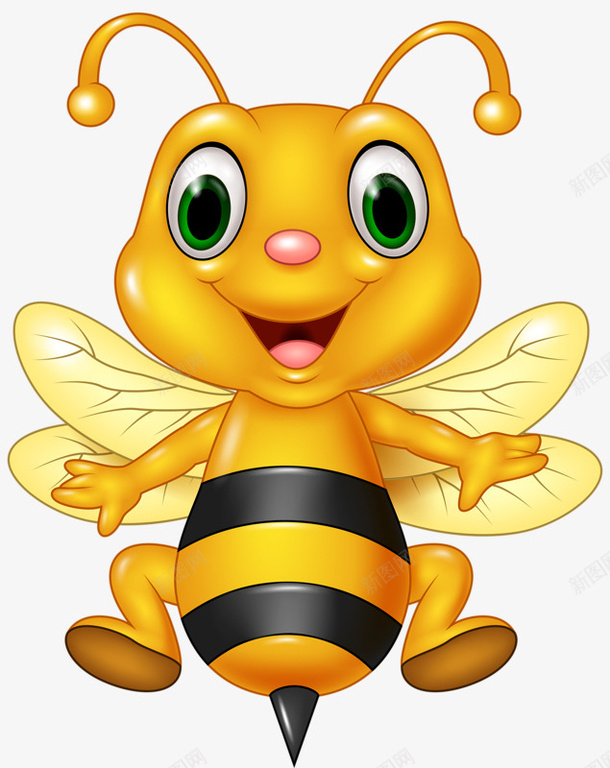手绘卡通可爱的黄色小蜜蜂png免抠素材_88icon https://88icon.com 动物 卡通 翅膀 蜂类 蜜蜂 针刺 黄色