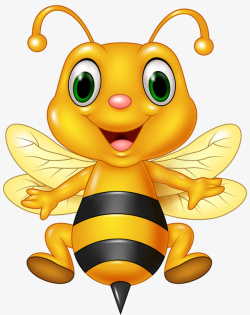 展开翅膀蜜蜂手绘卡通可爱的黄色小蜜蜂高清图片
