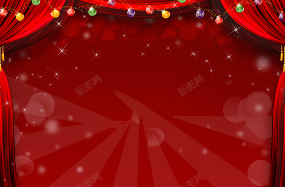 圣诞狂欢红色帘幕背景背景