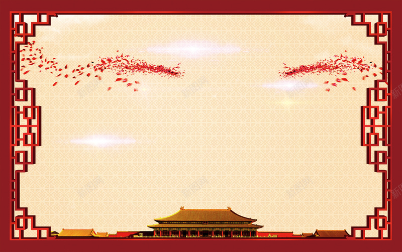 木框里的天安门背景jpg设计背景_88icon https://88icon.com 天安门 花瓣 中国风 快乐 木框