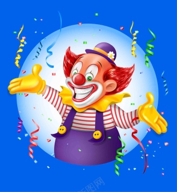 矢量马戏团儿童小丑贺卡生日庆祝海报背景背景
