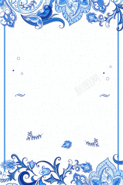 蓝色花边夏季促销海报背景素材背景