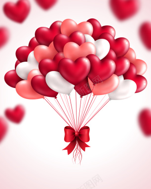 红色爱心气球情人节背景矢量图背景