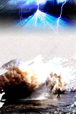 闪电龙卷风创意台风来袭公益海报高清图片