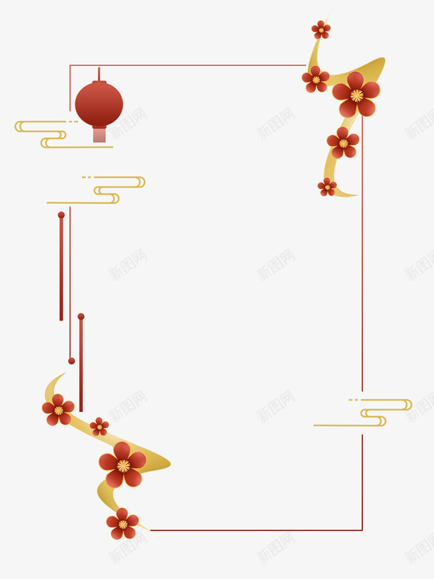 边框花朵灯笼线型边框中国风元素png免抠素材_88icon https://88icon.com 中国风元素 灯笼 线型边框 花朵 边框