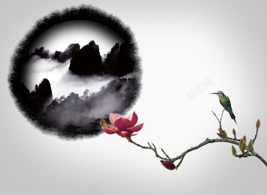 中国风水墨海报展板背景素材背景