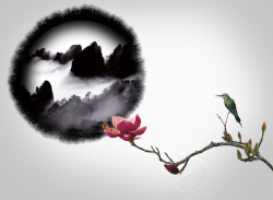 素雅风景中国风水墨海报展板背景素材高清图片