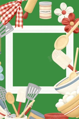自然碗筷厨具深绿素净广告背景背景