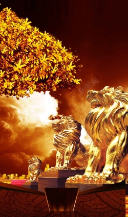 金树商业房地产金狮高端背景高清图片