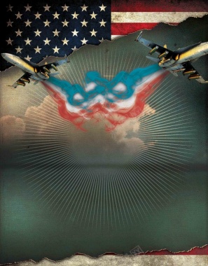 美式飞机星条旗航展海报背景背景