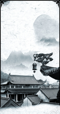 中国风灰白建筑背景背景
