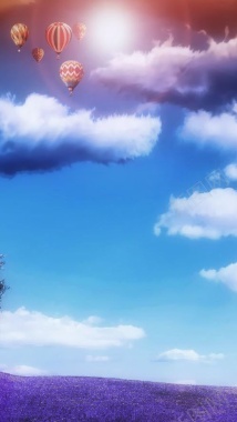 风景天空白云气球H5背景素材背景