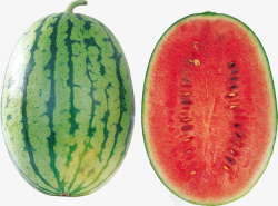 解渴消暑水果西瓜整个切开高清图片