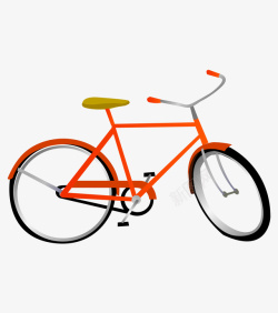 卡通手绘橙色时尚自行车矢量图素材