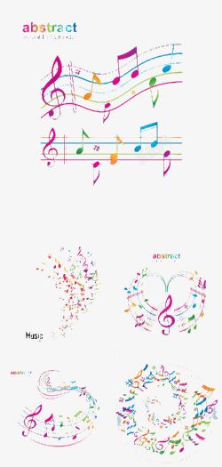 彩色乐谱与音乐符号素材