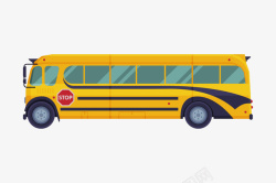 手绘黄色公交车元素素材
