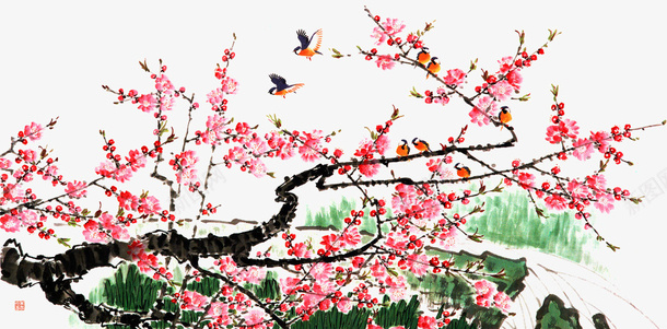 国画桃花png免抠素材_88icon https://88icon.com 东园春色 国画桃花 山花烂漫 桃树 桃花 武陵春色 花香