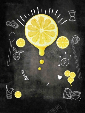 新鲜柠檬水果店果汁柠檬汁促销海报背景背景