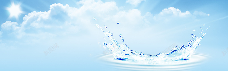 淘宝文艺清新蓝色海报banner背景psd设计背景_88icon https://88icon.com banner背景 云朵 文艺 水滴 淘宝 清新 简约 蓝色