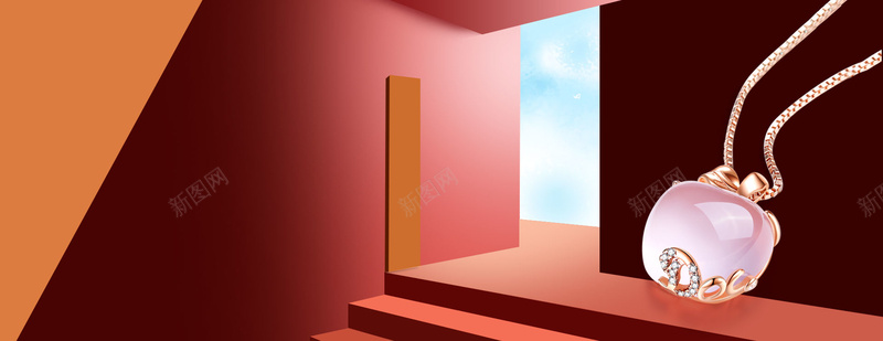 饰品促销高档大气展台bannerpsd设计背景_88icon https://88icon.com 大气 展台 服饰 简约 红色 项链 饰品 高档