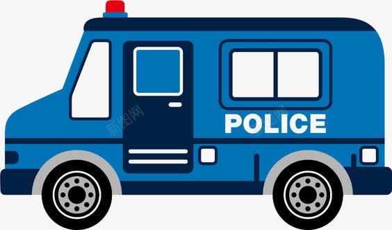 手绘蓝色警车png免抠素材_88icon https://88icon.com 卡通 手绘 蓝色 警车