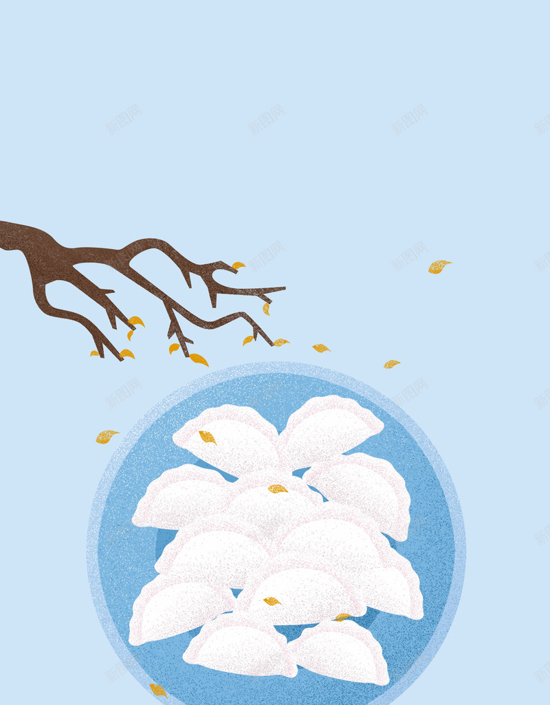 饺子树枝雪山落叶冬季冬天冬至节气psd设计背景_88icon https://88icon.com 24节气 二十四节气 冬天 冬季 冬至 插画 树枝 淡蓝色 节气 落叶 雪山 饺子