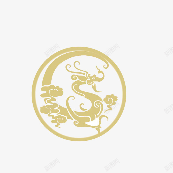 金色龙纹图标png免抠素材_88icon https://88icon.com 中国风 国潮 祥龙图案 金色 龙纹