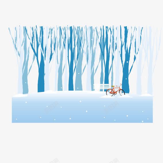 冰雕树木png免抠素材_88icon https://88icon.com 冰雕树 白雪 自行车 雪景