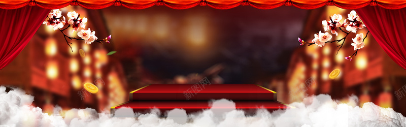 淘宝天猫年货节红色中国风海报psd设计背景_88icon https://88icon.com 年货 干果 坚果 年货盛宴 年货节 干货类 全场5折 促销 海报