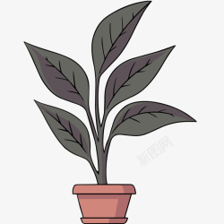 二维卡通花盆素材