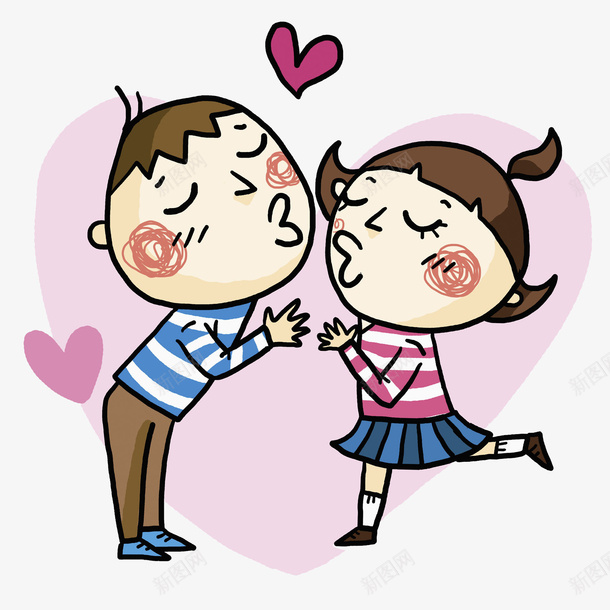 卡通亲吻的情侣图png免抠素材_88icon https://88icon.com 卡通 噘嘴的 心形 恋人 恩爱的 情人节 插图