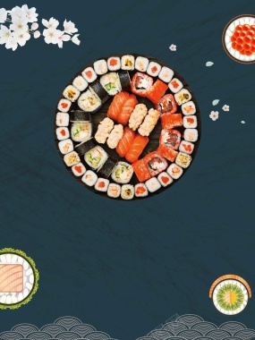 日式寿司美食海报背景模板背景