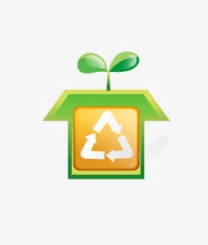 环保风格绿色发芽草回收标志素材