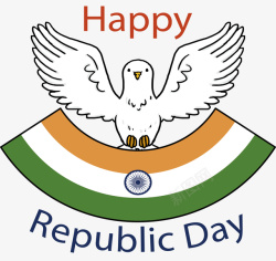 印度共和国白色鸽子印度国旗海报矢量图高清图片