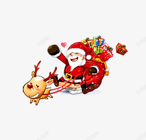 圣诞节老人驯鹿卡通手绘元素png免抠素材_88icon https://88icon.com 元素 卡通 圣诞节 手绘 老人 驯鹿
