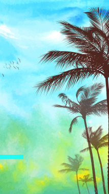 手绘椰子树背景背景