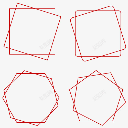 装饰矩形边框png免抠素材_88icon https://88icon.com 多种 矩形 红色 边框