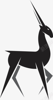 鹿简约的黑色小鹿剪影矢量图图标图标