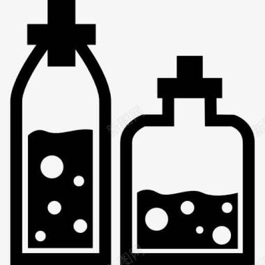 两瓶洋酒两个玻璃瓶液体图标图标