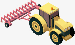 爬犁卡通2D农用拖拉机和爬犁高清图片