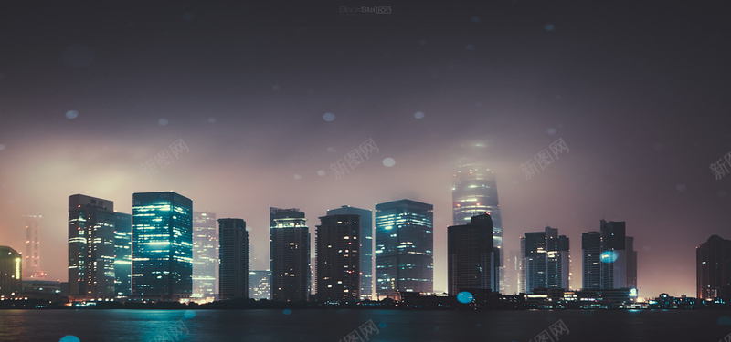 唯美夜晚城市摄影图背景