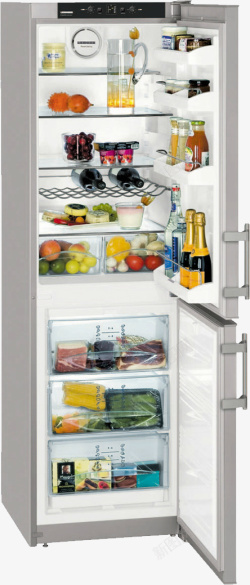 对开门冰箱开门冰箱存储食物高清图片