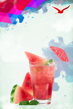鲜榨西瓜汁饮料宣传单海报背景素材背景